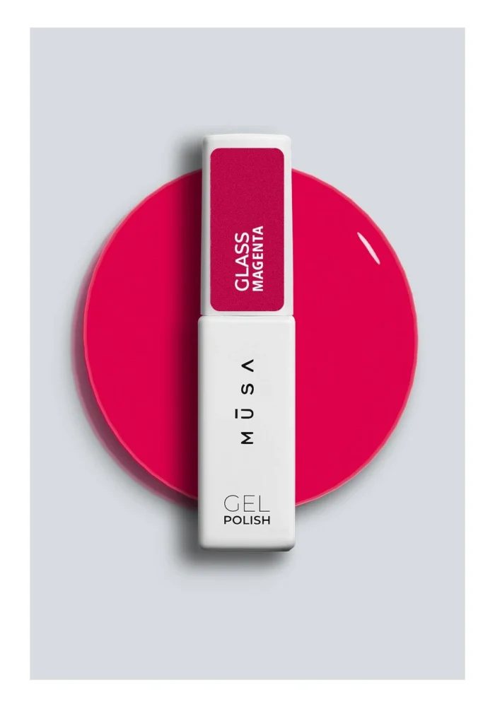 MUSA Nails GP Glass Magenta – полупрозрачен magenta гел лак с glass effect и витражен блясък, 7 мл