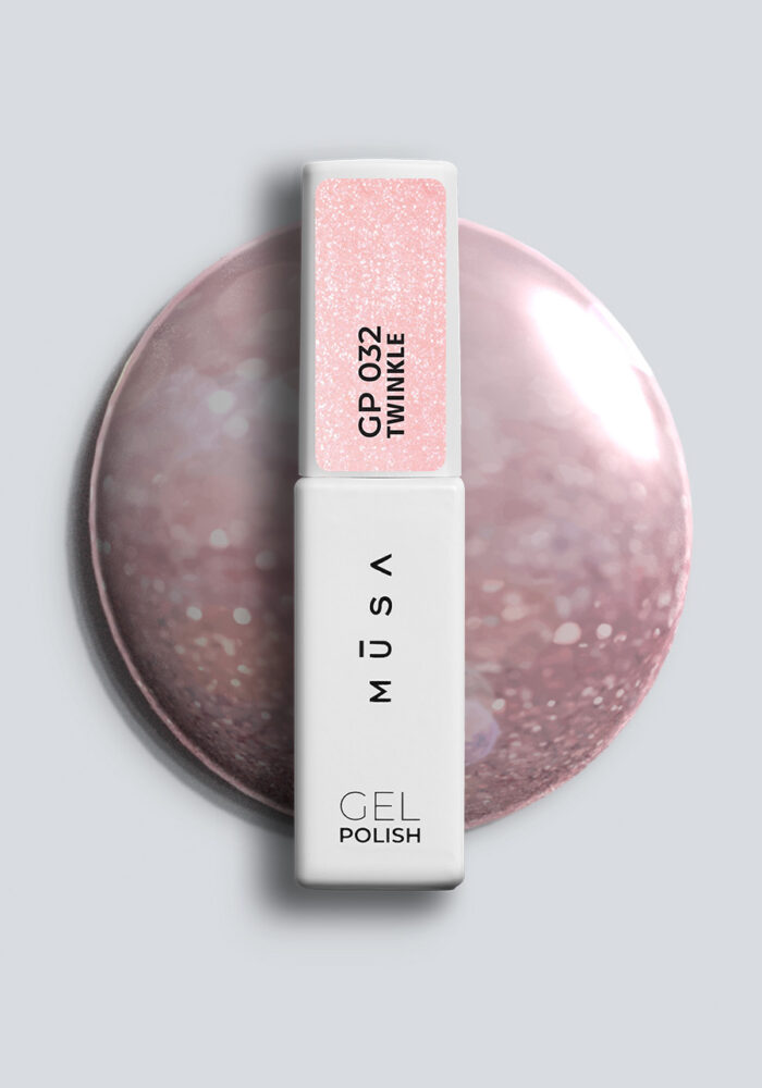 MUSA Nails Gel Polish GP032 Twinkle – млечно розов гел лак с shimmer и microglitter ефект, 7 мл