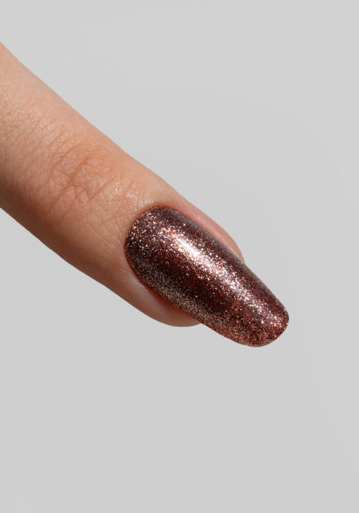 Бронзов microglitter гел лак Musa Nails Shine GPS005 с фин блестящ ефект за дълготраен професионален маникюр.